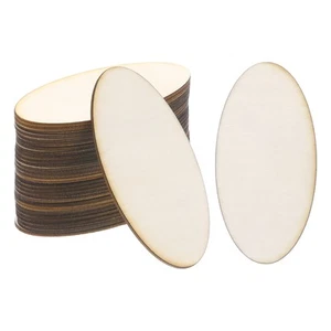 20x10mm Wood Pieces, 30 Pack Unfinished Oval Wood Shapes Wooden Cutouts - Picture 1 of 6
