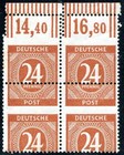 Allied Occupation 1946: 24 pf. orange brown, block of 4 with perforation shift
