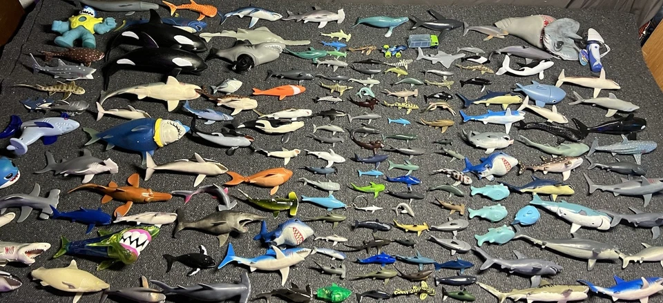 HUGE Toy Shark Lot Over 150 Pieces Rubber Plastic PVC 10 LBS! Offers Accepted - Image 1 of 4