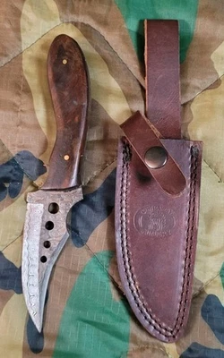 Cuchillo Damasco Chipaway Cubiertos Hoja Fija con Funda de Cuero Marrón Foto 1 de 4