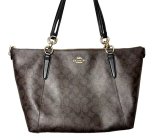 Coach Ava Signature Tote Bag F58318- 16,75 x 9,75 x 5 Hardware Oro Pelle Tri - Foto 1 di 7