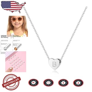 Zierliche Sterling Silber Herz Initialen Halskette B - Zirkonia - Bild 1 von 9