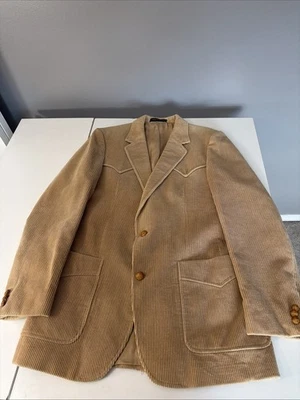 Brad Whitney Men's Vintage Camel Color Corduroy Blazer Size L 42 Sport Coat EUC - Image 1 of 4