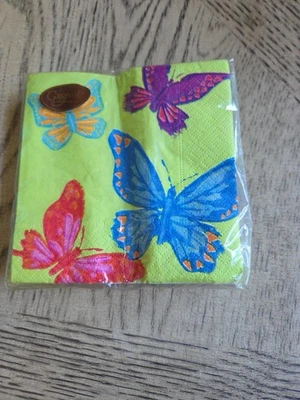 Caspari Napkins Paper Cocktail Napkins Vintage New Butterflies NOS Guest Towels - Image 1 of 4