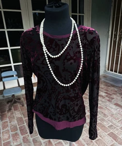 Top M Whimsigoth Samt Strick Sublimiert Crushed Velvet Shirt Simply Vera - Bild 1 von 8