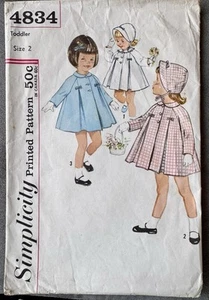 Vintage 50er Simplicity 4834 Mädchen Swing Mantel Mütze Schnittmuster Gr. 2 - Bild 1 von 5