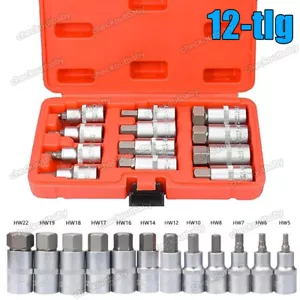 12tlg Steckschlüssel Satz Innen Sechskant Nuss 1/2" Imbusnussen Schrauben 5-22mm - Bild 1 von 11