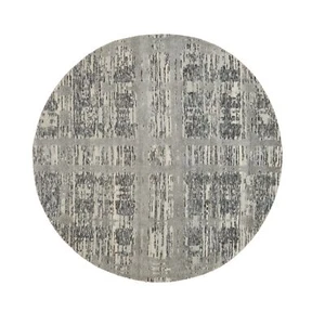 5'2"x5'2" Gray Hand Spun Undyed Natural Wool Modern Handknotted Round Rug R58613 - Picture 1 of 7