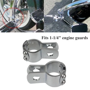 Universal Motorcycle Chrome Footpeg Clamp Footrest Mount For 1-1/4" Engine Guard - Picture 1 of 8