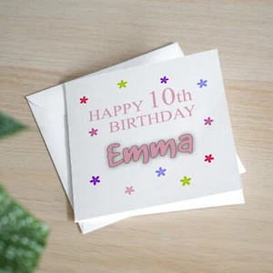 Tarjeta de 10º Cumpleaños Personalizada Niña Hija Nieta 10º Cumpleaños Regalo - Imagen 1 de 3