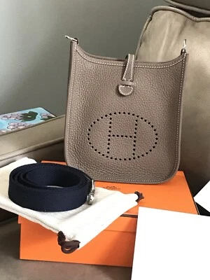 Hermes Evelyne TPM 16 -Etoupe Clemence Leather With Navy Strap, Silver Hardware - Image 1 of 4