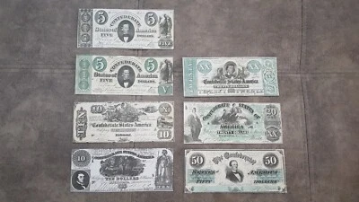 Reprint on paper with W/M United States 1861-1862 y. Confederate (GREEN SET) - Image 1 of 4