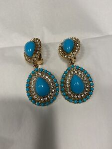 KJL turquoise clip earrings