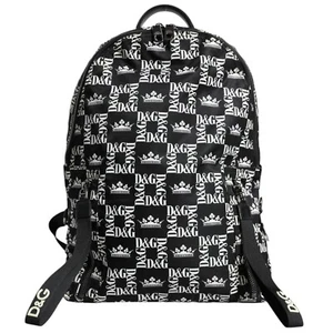 DOLCE & GABBANA Bag Black White DG Crown Logo Nylon Backpack Men Borse 1380usd - Picture 1 of 9