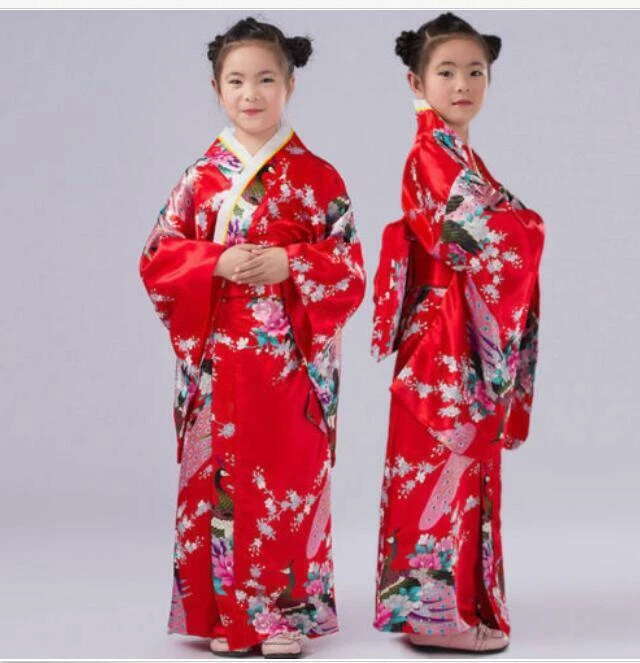 Lo último Retro Niña Kimono Japonés Niños Yukata Obi Retro Juegos con disfraces Vestido Albornoz  Foto 1 de 3