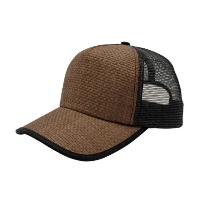 Nueva gorra de béisbol ajustable de malla de paja de papel Toyo de dos tonos para camionero Foto 1 de 2