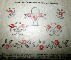 VTG 1920s Cross Stitch ROSE Embroidery McCall Transfer Pattern - Picture 1 of 1