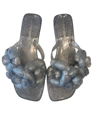 Sandalias Jeffrey Campbell Jelly Floralee Talla 7 Plateadas Brillantes EU 38 NUEVAS SIN CAJA Foto 1 de 4