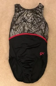 EUC! Women's GK Black/Silver/Red Gymnastic Leotard Sz AL Great Style! - Picture 1 of 3