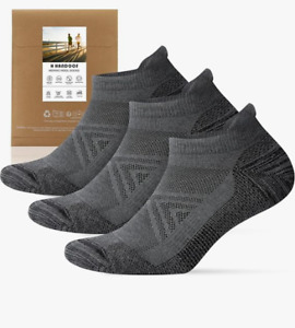 3 Pack Merino Wool Running Socks, Cushioned Ankle Socks low cut (6-9)