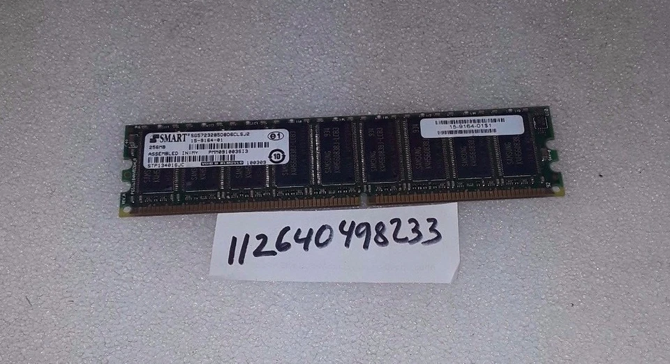 SMART  256MB DDR DIMM DDR1 PC2700  DDR-333MHZ  184PIN  ECC UBDIMM 15-9164-01  - Image 1 of 1