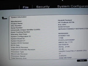 HP ProBook 6570b Core i7-3540M 3.00GHZ 4GB RAM - Picture 1 of 12