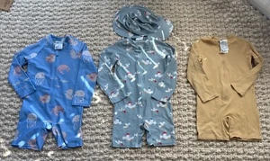 Lot Of 3 - H&M Swimsuit Boys One Piece Rash Guard Zip Hat Included -Size 3T - 4T - Picture 1 of 23