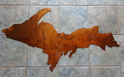 Металлическое настенное искусство плазменной огранки Upper Peninsula of Michigan 46 x 25 дюймов с медной отделкой - Изображение 1 из 4