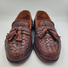 Magnanni Penny Loafer Mens 8 D Brown Tassle Woven Leather Made In Spain