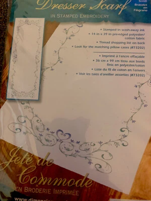 Dimensions Filigree Scroll Dresser Scarf Stamped Embroidery  NEW - Image 1 of 4