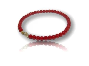 Bracciale da Donna in Corallo Rosso e Oro 18 kt Braccialetto di Pietre con 750 - Imagen 1 de 5