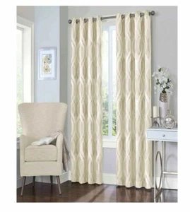 Eclipse Ivory Trellis Thermal Blackout Curtain 52" X 95". L-Ivory T4102643 - Picture 1 of 5