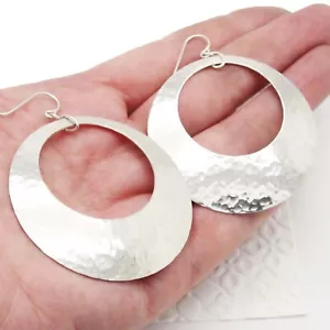 Statement 2 Inch Disc Earrings Extra Large Hammered 925 Sterling Silver mt10 - Picture 1 of 5