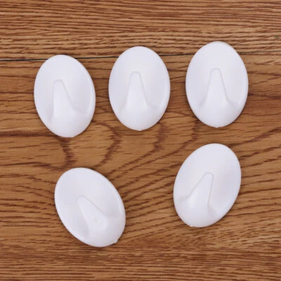 5x Gancho Autoadhesivo Blanco Plástico Baño Pared Toallero Perchero Perchero Foto 1 de 4