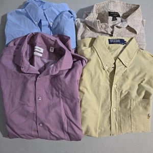 Lot Of 4 Men's Button Down Shirt Size Large 1 Linen Blend, 1 Ralph Lauren Ect - Picture 1 of 14