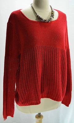 Suéter Pullover De Colección Rojo Espejo Grueso Tejido Elegante Shabby Cuello Ancho Talla L Top Suave Foto 1 de 4
