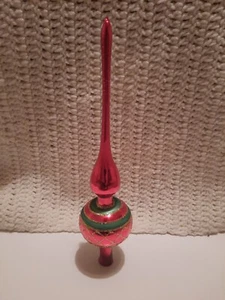 Acabado superior de árbol de vidrio rojo y verde vintage hecho en Polonia Whitehurst importaciones - Imagen 1 de 7