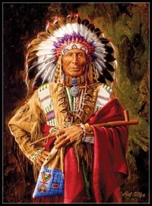 Chief of the Rosebud - Counted Cross Stitch Patterns - Color & BW Symbols - Picture 1 of 2