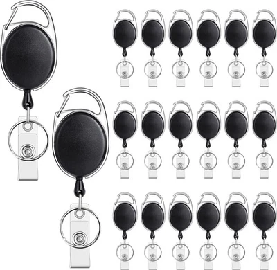 Paquete de 2 portainsignia de identificación retráctil cordón carrete de alta resistencia llavero clip tarjeta de identificación Foto 1 de 4