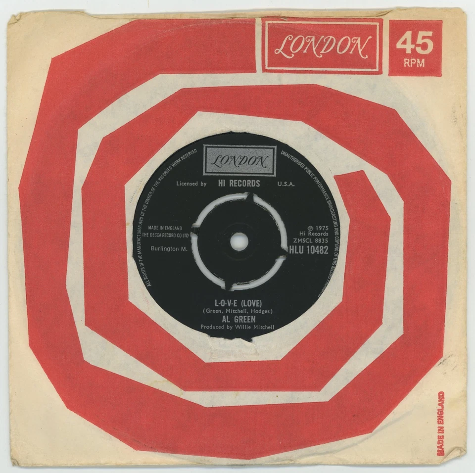Al Green. L-O-V-E.  (Love).  .   7” single.    1975. LONDON HLU10482 - Image 1 of 2