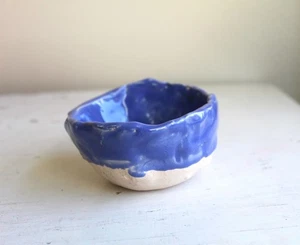 Kunst Schüler Keramik Schale handgefertigt kobaltblau Schmuckschale - Bild 1 von 6