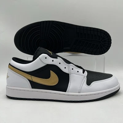Кроссовки мужские размер 15 Nike Air Jordan 1 низкие SE белое золото черные 553558 172 - Изображение 1 из 4