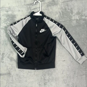 Nike Kids Black White Logo Athletic Track Full Zip Jacket Size 4T - Picture 1 of 7