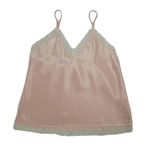 De Colección Cami Top Mujer Mediano Rosa Satinado Encaje Camisola Coqueta Boho Hada Años 90 80 - Imagen 1 de 14