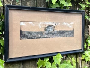 Antigua Casa Arquitectónica Pintura Acuarela Marrón Betsy Original - Imagen 1 de 13