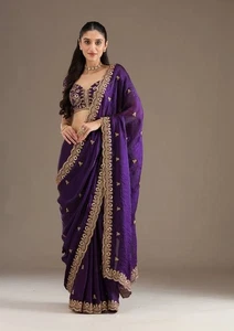 Saree For Women Saree Blouse Bollywood Wedding PartyWear indian Ethnic Saree - Picture 1 of 51