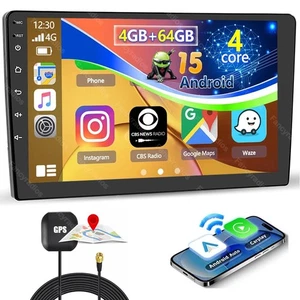 9" 2DIN 4+64G Android 15 Apple Carplay Car Stereo Radio GPS Bluetooth RDS WIFI - Picture 1 of 13