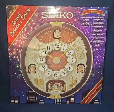 Reloj de pared Seiko Melodías en movimiento música navideña 24 canciones Swarovski QXM574BRH Foto 1 de 4