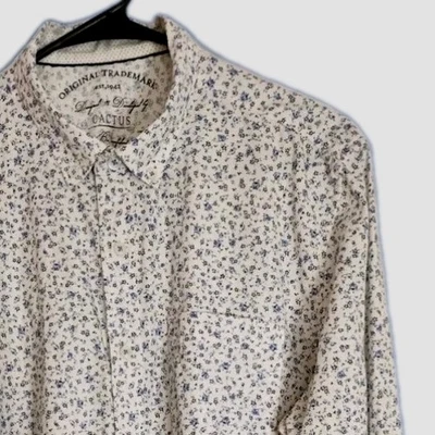 Original Cactus NY Western Men's Large Long Sleeve White Tiny Floral Cowboy  - Image 1 of 4