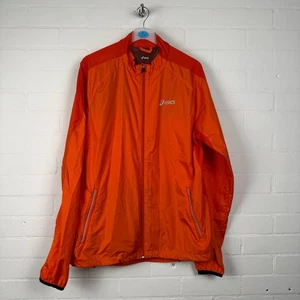 ASICS Track Jacket Mens Medium Mesh Lined Reflective Zip Orange Activewear - Picture 1 of 10